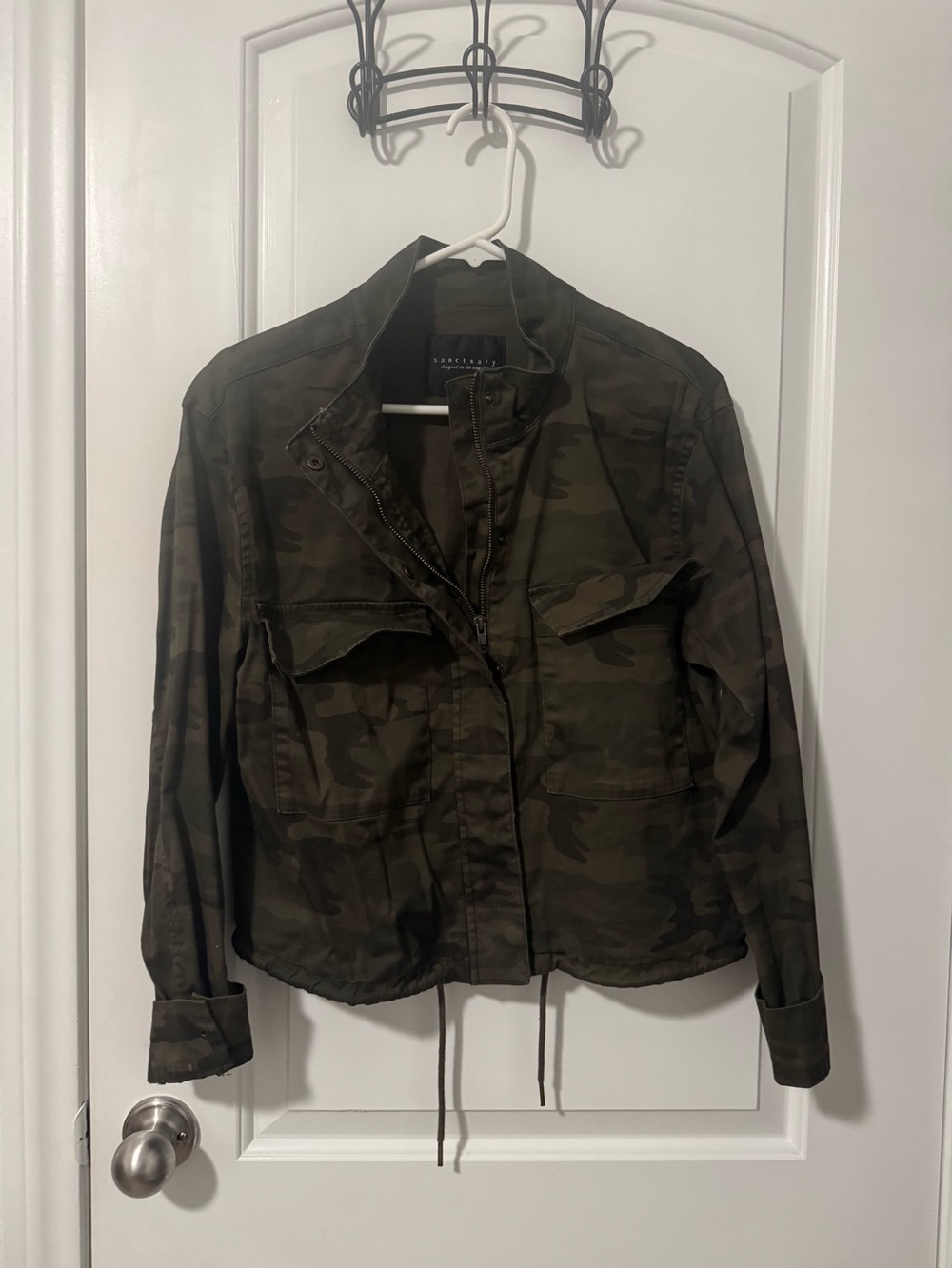 Sanctuary Olive Camo Drawstring Utility Jacket